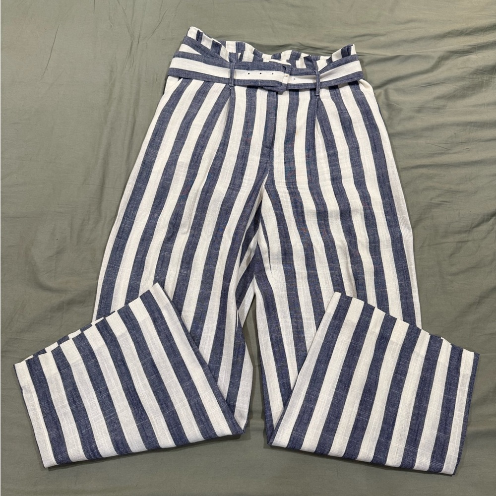 J.O.A. Blue and White Striped Wide Leg Pants